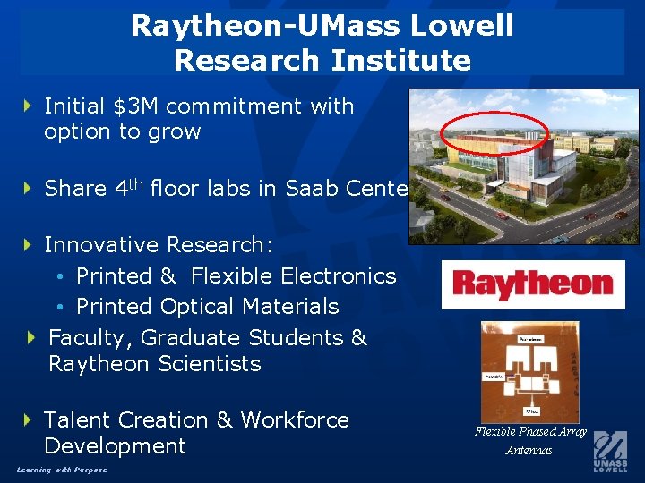 Raytheon-UMass Lowell Research Institute Initial $3 M commitment with option to grow Share 4