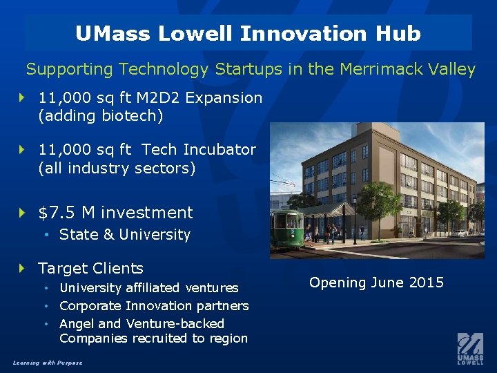 UMass Lowell Innovation Hub Supporting Technology Startups in the Merrimack Valley 11, 000 sq