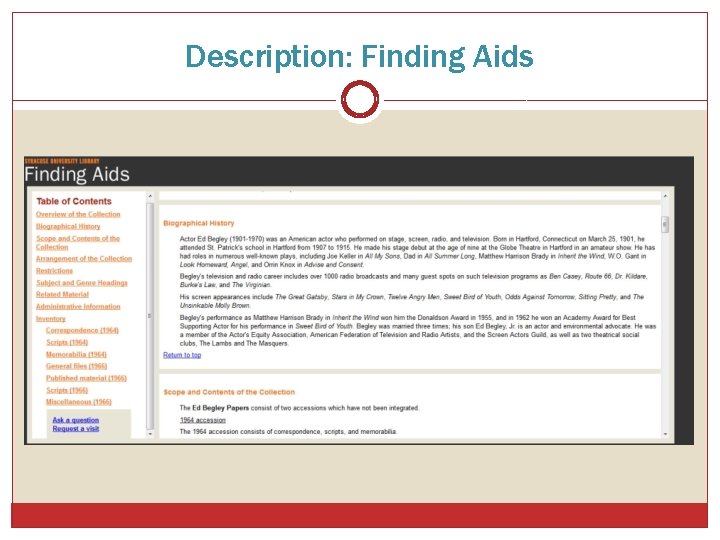 Description: Finding Aids 