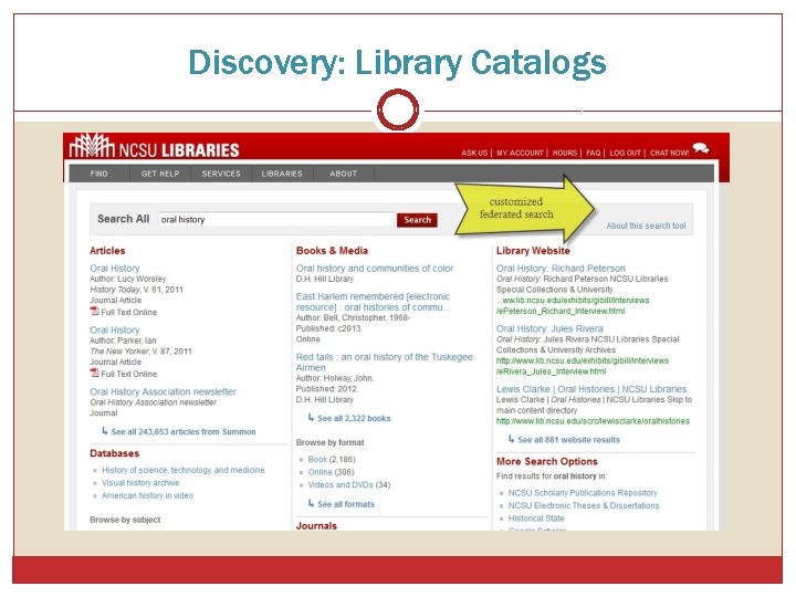 Discovery: Library Catalogs 