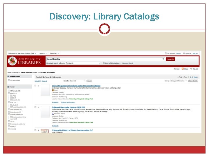 Discovery: Library Catalogs 