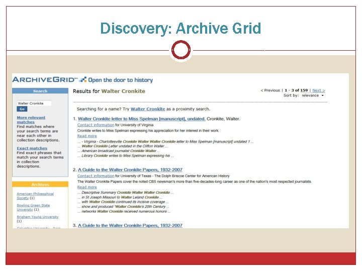 Discovery: Archive Grid 