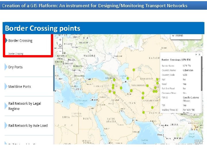Creation of a GIS Platform: An instrument for Designing/Monitoring Transport Networks Border Crossing points
