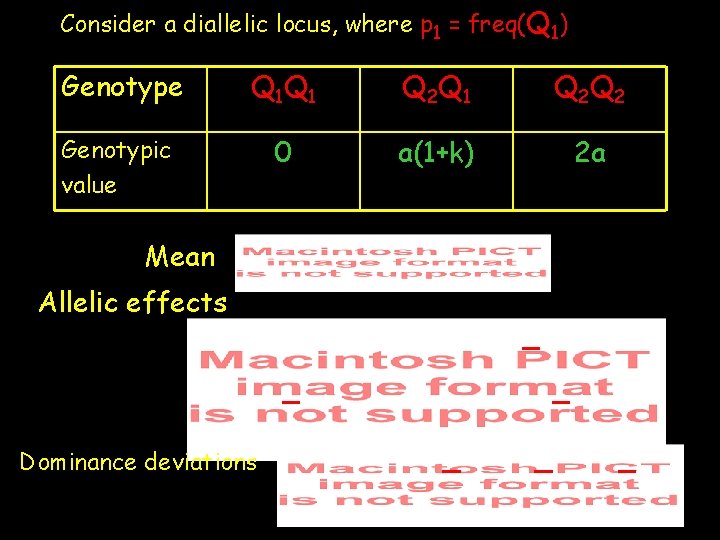 Consider a diallelic locus, where p 1 = freq(Q 1) Genotype Q 1 Q