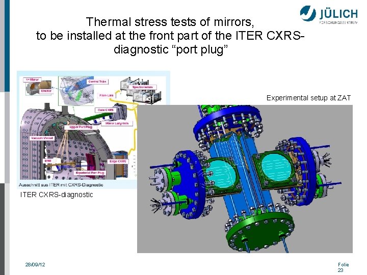 Thermal stress tests of mirrors, to be installed at the front part of the