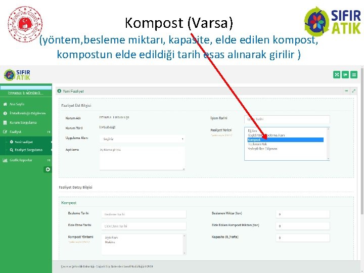 Kompost (Varsa) (yöntem, besleme miktarı, kapasite, elde edilen kompost, kompostun elde edildiği tarih esas