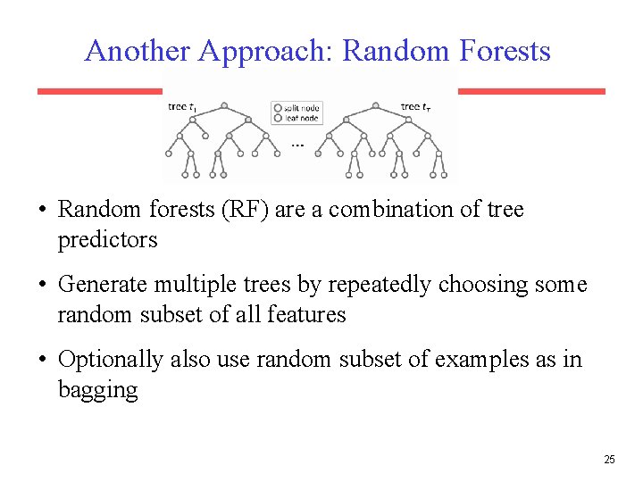 Another Approach: Random Forests • Random forests (RF) are a combination of tree predictors