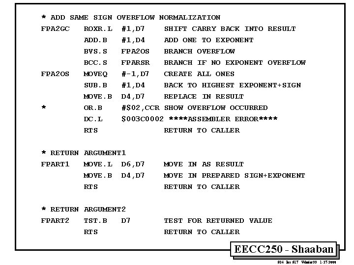 * ADD SAME SIGN OVERFLOW NORMALIZATION FPA 2 GC ROXR. L #1, D 7