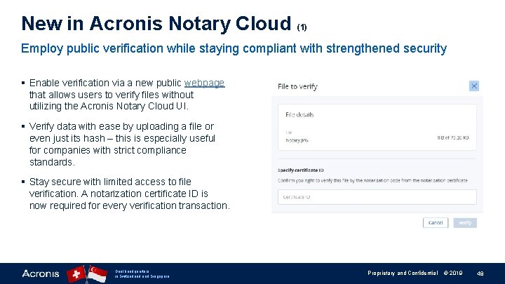 New in Acronis Notary Cloud (1) Employ public verification while staying compliant with strengthened