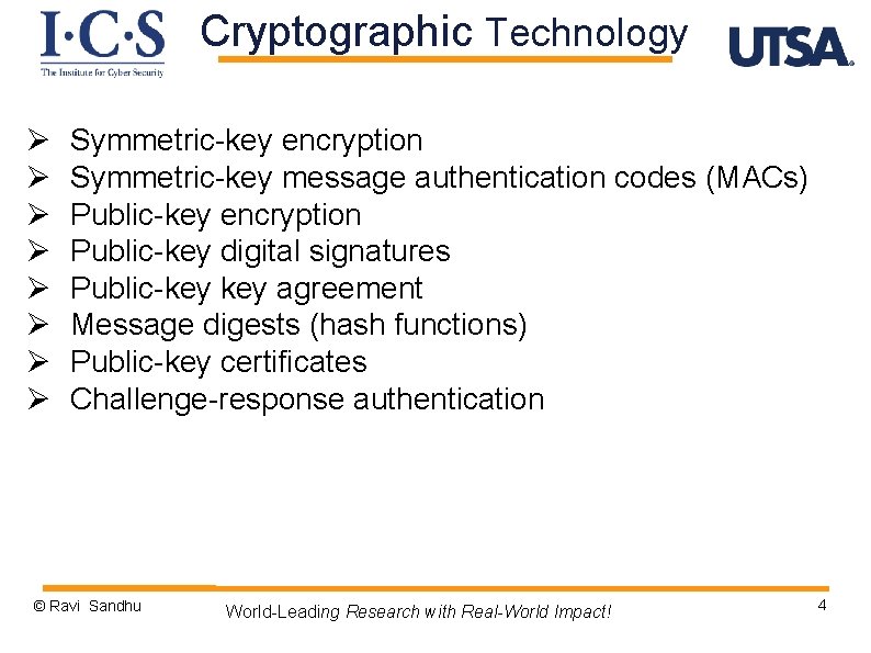 Cryptographic Technology Ø Ø Ø Ø Symmetric-key encryption Symmetric-key message authentication codes (MACs) Public-key