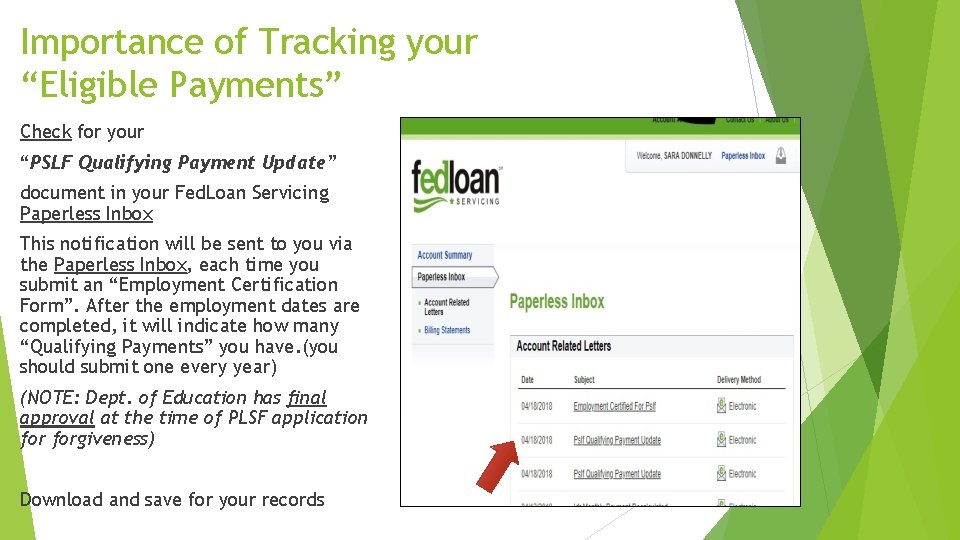 Importance of Tracking your “Eligible Payments” Check for your “PSLF Qualifying Payment Update” document