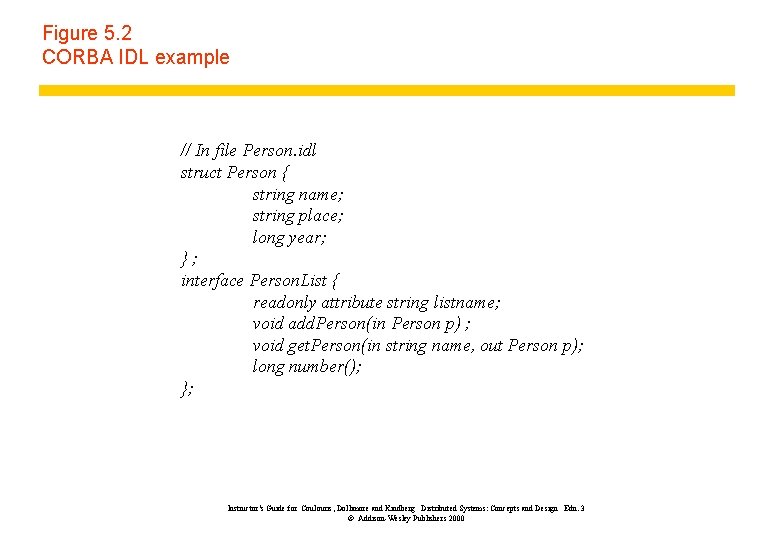 Figure 5. 2 CORBA IDL example // In file Person. idl struct Person { Figure 5. 2 CORBA IDL example // In file Person. idl struct Person {