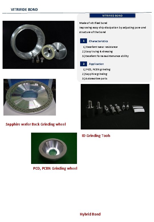 VITRIFIDE BOND VITRIFIED BOND RESIN BOND 에 Made of vitrified bond 대한 설명 Improving
