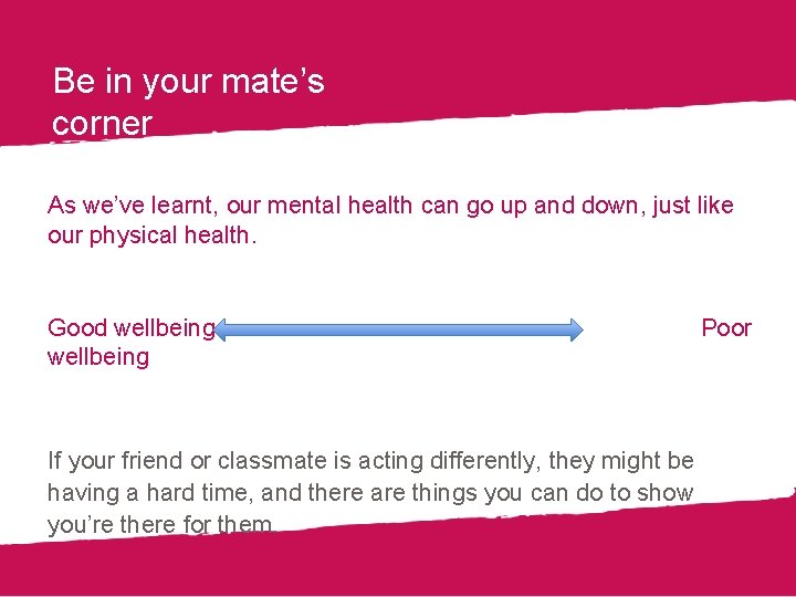 Be in your mate’s corner As we’ve learnt, our mental health can go up