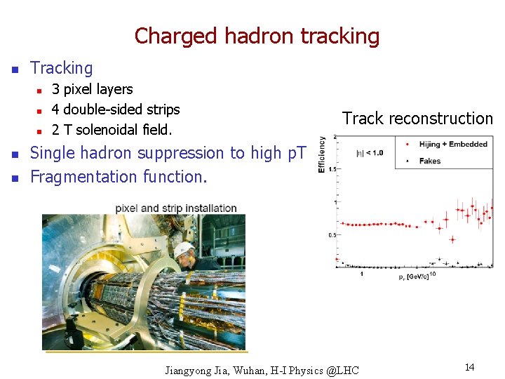 Charged hadron tracking n Tracking n n n 3 pixel layers 4 double-sided strips