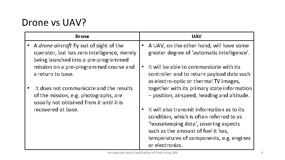 Drone vs UAV? Drone UAV • A drone aircraft fly out of sight of