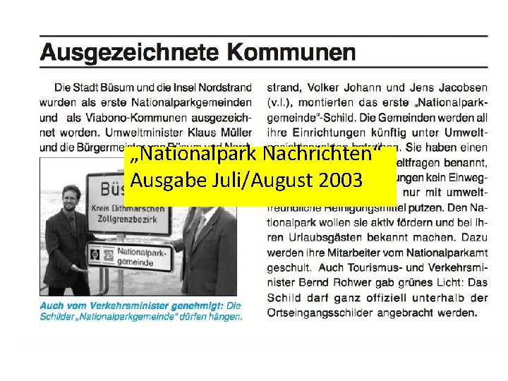 „Nationalpark Nachrichten“ Ausgabe Juli/August 2003 
