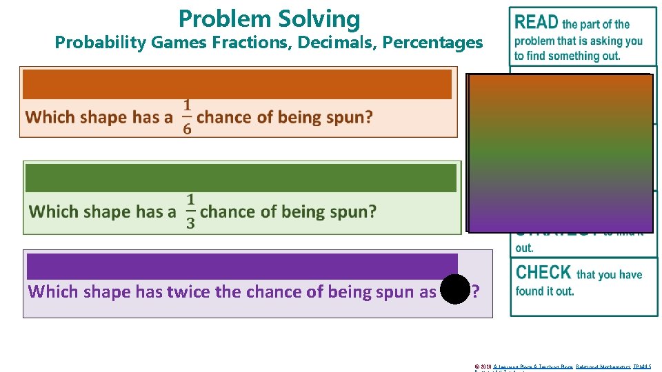 Problem Solving Probability Games Fractions, Decimals, Percentages Fiona makes this spinner for a game