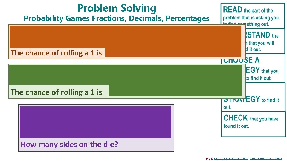 Problem Solving Probability Games Fractions, Decimals, Percentages A 10 -sided die had one of