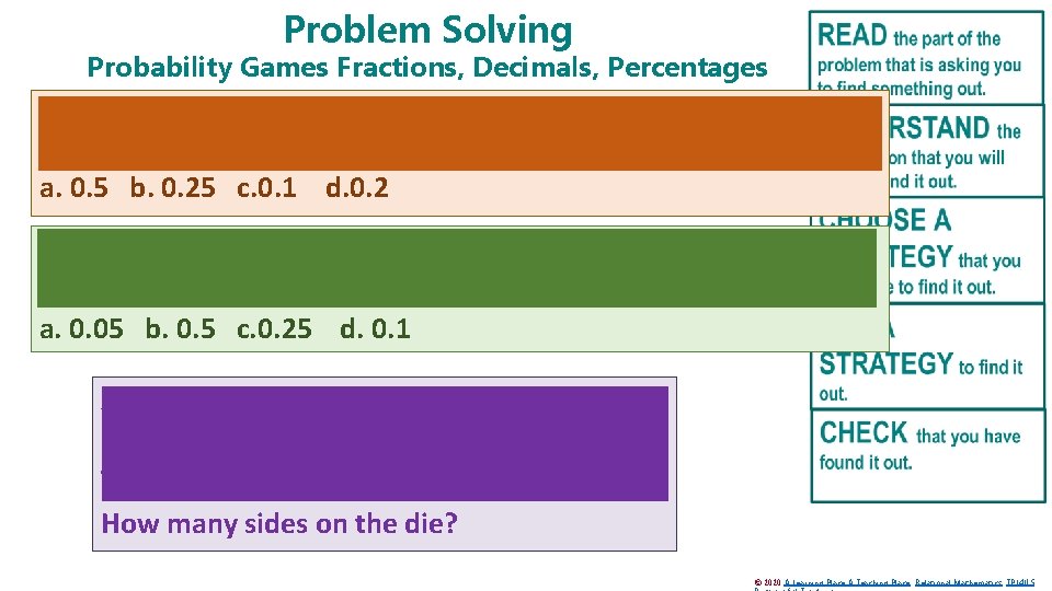 Problem Solving Probability Games Fractions, Decimals, Percentages A 10 -sided die had one of