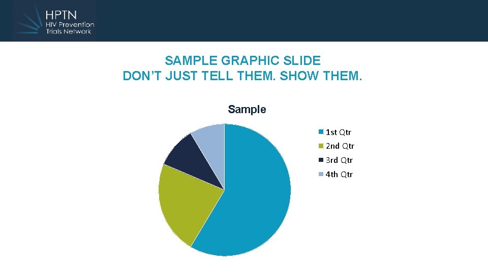 SAMPLE GRAPHIC SLIDE DON’T JUST TELL THEM. SHOW THEM. Sample 1 st Qtr 2