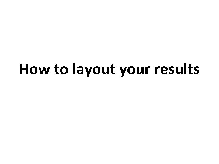 How to layout your results 