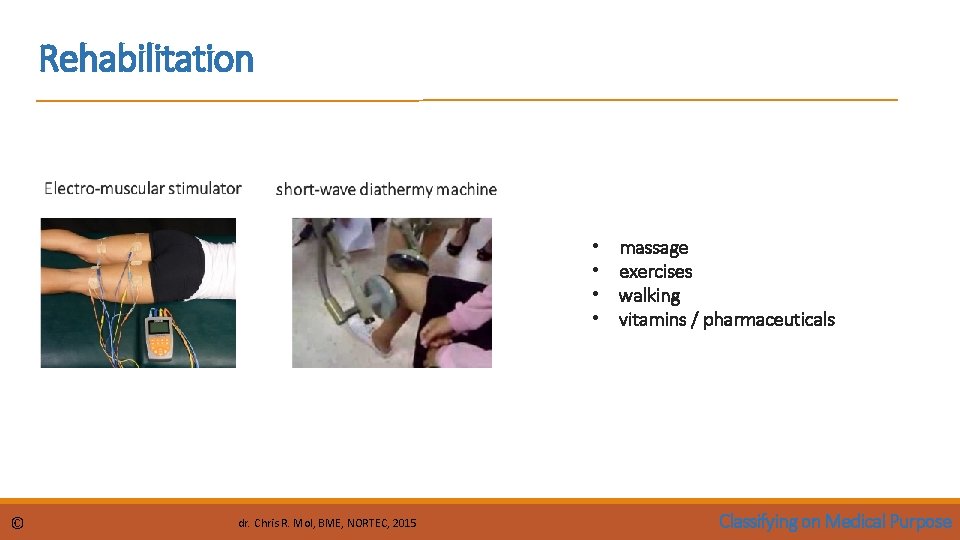 Rehabilitation • • © dr. Chris R. Mol, BME, NORTEC, 2015 massage exercises walking