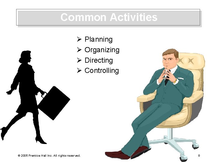 Common Activities Ø Ø © 2005 Prentice Hall Inc. All rights reserved. Planning Organizing