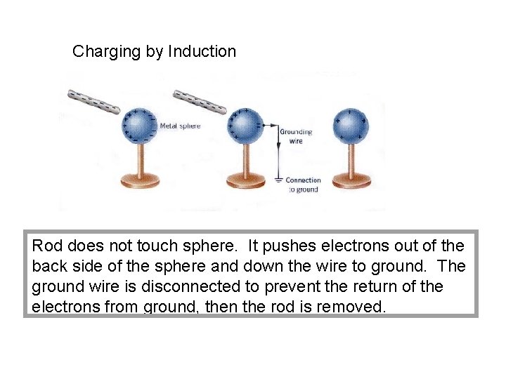 Charging by Induction Rod does not touch sphere. It pushes electrons out of the