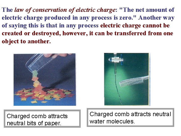 The law of conservation of electric charge: "The net amount of electric charge produced