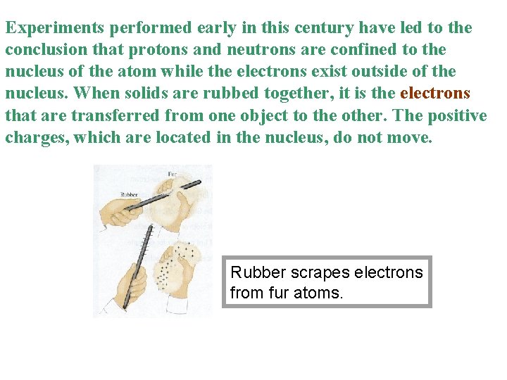 Experiments performed early in this century have led to the conclusion that protons and