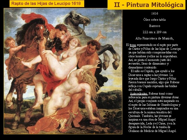 Rapto de las Hijas de Leucipo 1618 II - Pintura Mitológica 1616 Óleo sobre