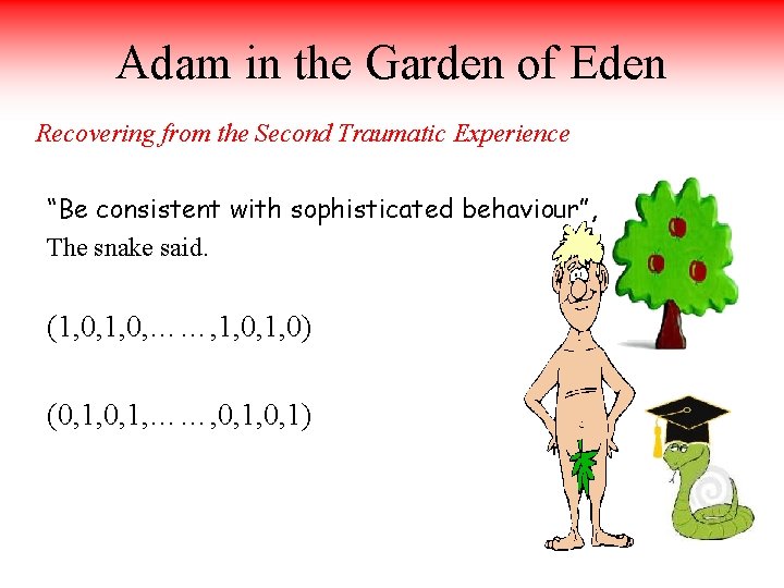 Adam in the Garden of Eden Recovering from the Second Traumatic Experience “Be consistent