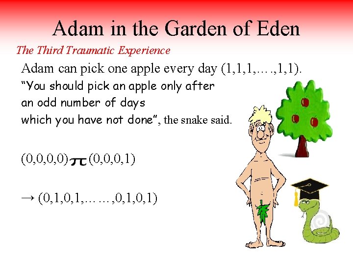 Adam in the Garden of Eden The Third Traumatic Experience Adam can pick one