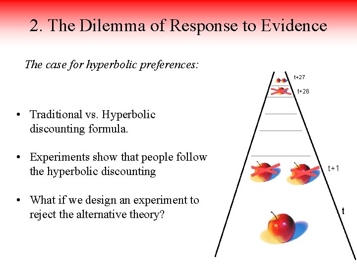 2. The Dilemma of Response to Evidence The case for hyperbolic preferences: t+27 t+26