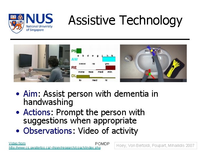 Assistive Technology • Aim: Assist person with dementia in handwashing • Actions: Prompt the