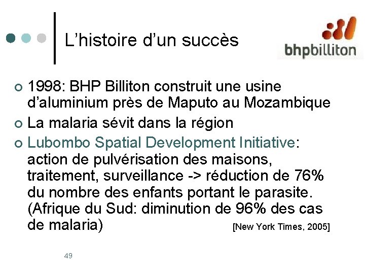 L’histoire d’un succès 1998: BHP Billiton construit une usine d’aluminium près de Maputo au