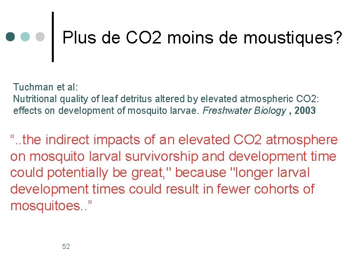Plus de CO 2 moins de moustiques? Tuchman et al: Nutritional quality of leaf