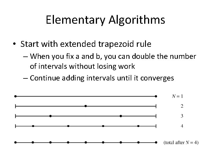 Elementary Algorithms • Start with extended trapezoid rule – When you fix a and Elementary Algorithms • Start with extended trapezoid rule – When you fix a and