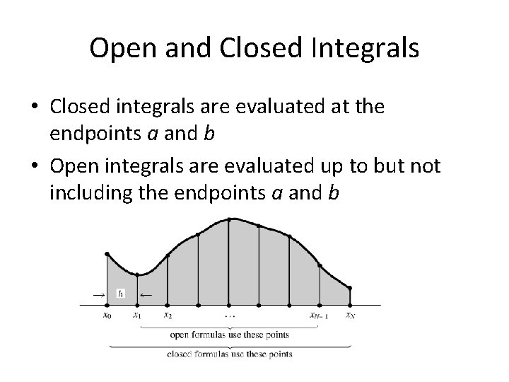 Open and Closed Integrals • Closed integrals are evaluated at the endpoints a and Open and Closed Integrals • Closed integrals are evaluated at the endpoints a and