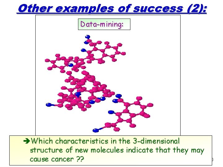 Other examples of success (2): Data-mining: èWhich characteristics in the 3 -dimensional structure of