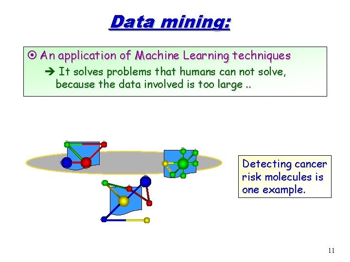 Data mining: ¤ An application of Machine Learning techniques è It solves problems that Data mining: ¤ An application of Machine Learning techniques è It solves problems that