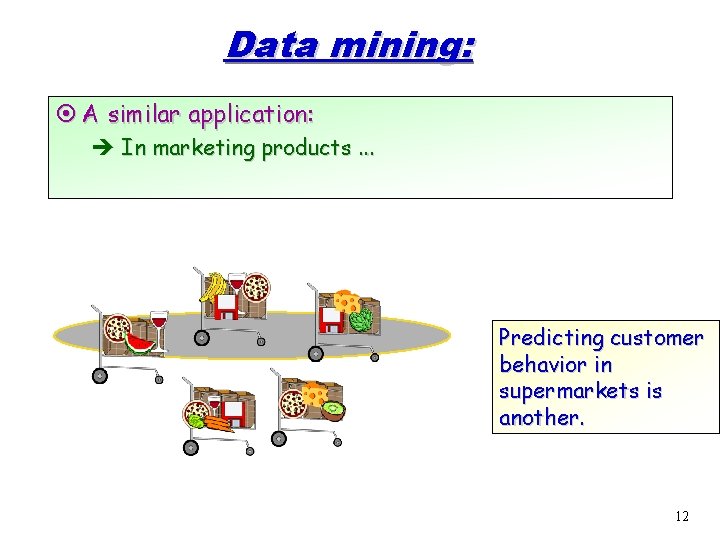 Data mining: ¤ A similar application: è In marketing products. . . Predicting customer Data mining: ¤ A similar application: è In marketing products. . . Predicting customer