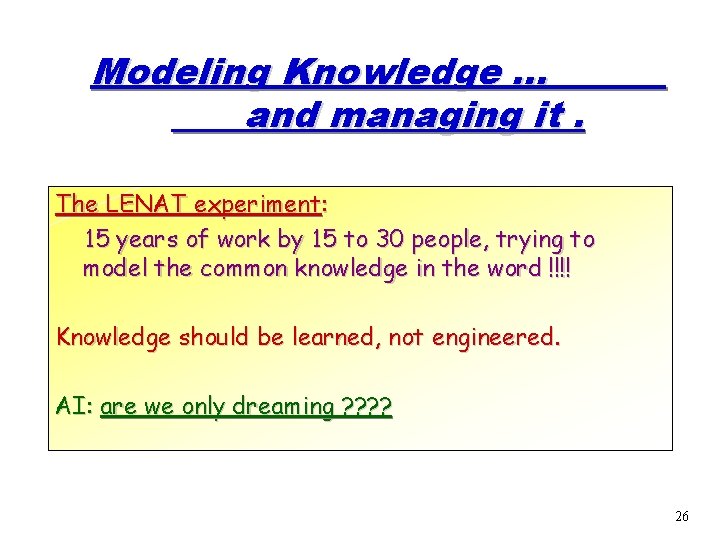 Modeling Knowledge … and managing it. The LENAT experiment: 15 years of work by Modeling Knowledge … and managing it. The LENAT experiment: 15 years of work by