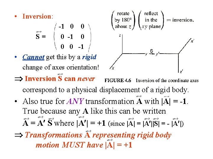  • Inversion: -1 0 0 S= 0 -1 0 0 0 -1 •