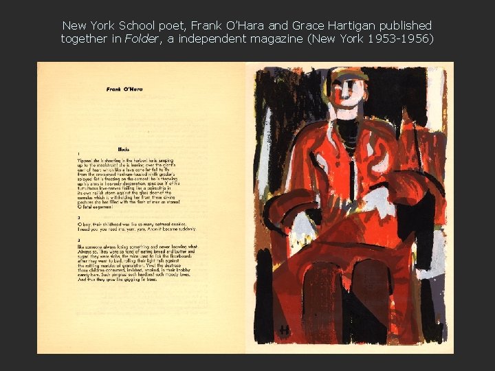 New York School poet, Frank O’Hara and Grace Hartigan published together in Folder, a