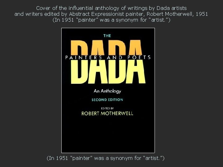 Cover of the influential anthology of writings by Dada artists and writers edited by