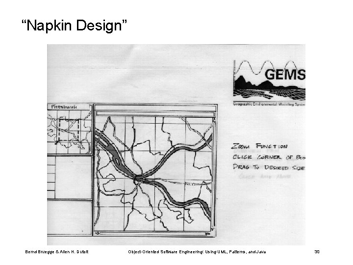 “Napkin Design” Bernd Bruegge & Allen H. Dutoit Object-Oriented Software Engineering: Using UML, Patterns,