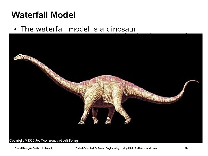 Waterfall Model • The waterfall model is a dinosaur Each edge describes 2 types
