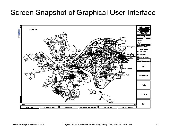 Screen Snapshot of Graphical User Interface Bernd Bruegge & Allen H. Dutoit Object-Oriented Software